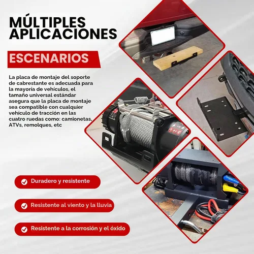 Vista 7 de Placa de Montaje de Enganche de Cabrestante, Soportes de Cabrestante de Remolque Receptor Universal de 2", Soporte de Montaje de Cabrestante