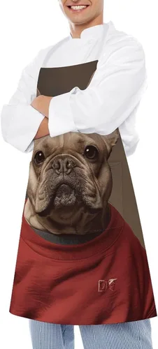 Vista 4 de MUSM Apron for Adults - 27.6 X 31.5 Inch, Heavy-Duty Polyester Aprons with Two Large Pockets, Waterproof Wearing Short Sleeves Kitchen Apron for