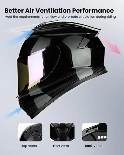 Vista 4 de Cascos de motocicleta para adultos, hombres y mujeres, casco ligero de cara completa para bicicleta de calle, carreras, DOT con visera extra