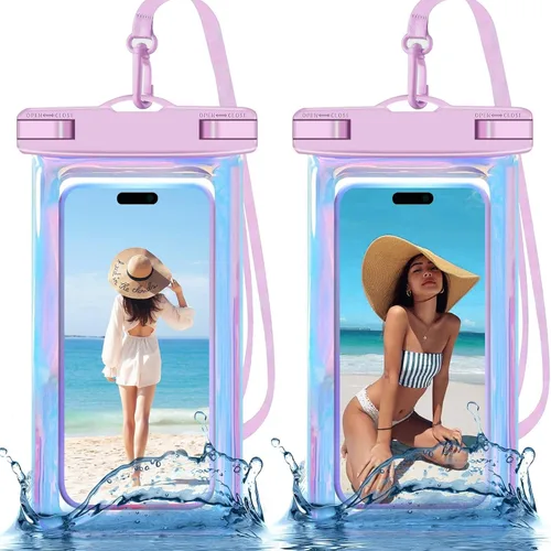 Vista 16 de Paquete de 5 bolsas impermeables universales para teléfono de hasta 8.3 pulgadas, bolsa seca impermeable para teléfono, nivel de protección: IP68