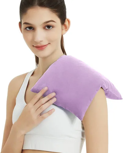Vista 9 de Almohadilla térmica para microondas con funda lavable, 8 x 12 almohadilla térmica multiusos para microondas para cuello y hombros, bolsa de frijoles