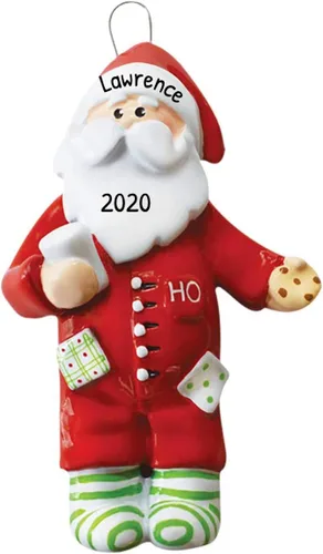 Vista 15 de Adorno personalizado para árbol de Navidad 2024 – Adorno de Navidad de la segunda Navidad de Papá Noel 2024 esperando para árbol de Navidad, adorno