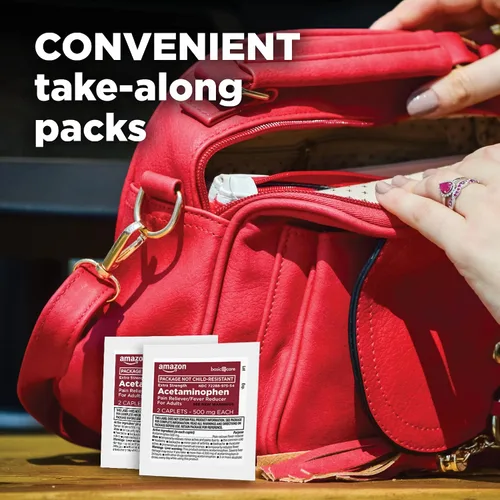 Vista 5 de Amazon Basic Care - Caplet de acetaminofeno extra fuerte de 500 mg, 100 unidades (50 bolsas de 2 cápsulas)