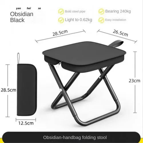 Vista 3 de Taburete plegable portátil, pequeño taburete portátil para adultos, pesca, senderismo, jardinería y playa con bolsa de transporte, soporta hasta 265