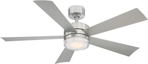 Vista 23 de Ventilador inteligente de techo con 5 aspas, accesorio de luz LED y control de pared para interiores o exteriores y para iOS o Android, Alexa