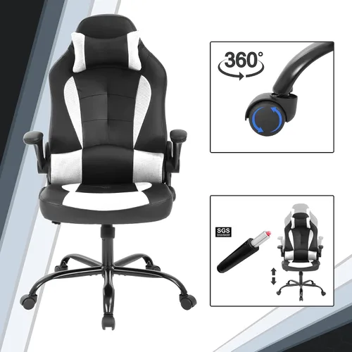 Vista 6 de Silla de videojuegos, silla de computadora, silla de escritorio, silla de juegos de PC, silla ergonómica de carreras de oficina para mujeres