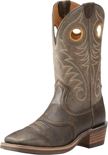 Vista 9 de Ariat Heritage Roughstock - Botas de trabajo de cuero con punta cuadrada para hombre Rowdy marrón aceitado (Brown Oiled Rowdy)