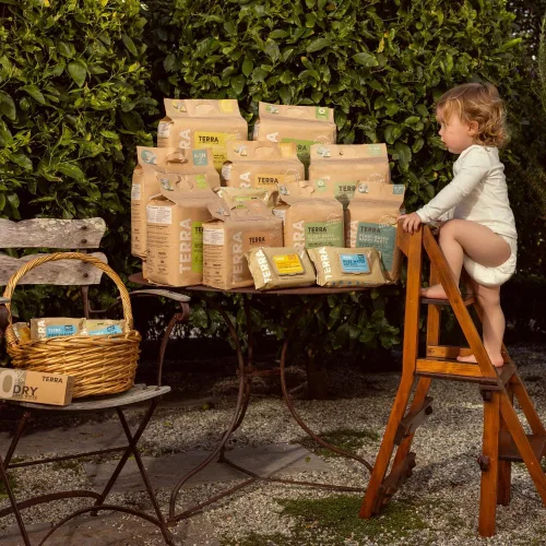 Vista 9 de Terra Pañales a base de plantas de tamaño 5: ultra suaves y sin químicos para pieles sensibles, absorción superior para día o noche, 128