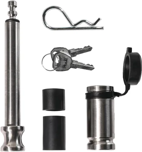 Vista 3 de BulletProof Hitches - Pasador de bloqueo de enganche de remolque de 5/8 pulgadas - Ajuste universal, acero inoxidable, tapa de goma resistente a