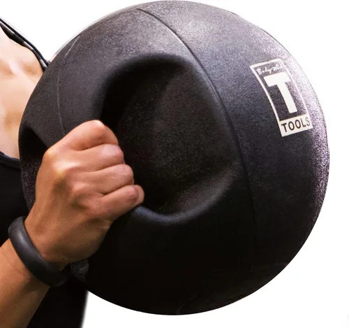 Vista 2 de Body-Solid Pelotas medicinales de ejercicio resistentes con asas dobles, pelota medicinal de agarre de goma antideslizante duradera