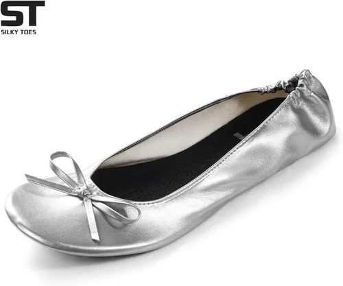 Vista 2 de Zapatos planos tipo ballet para mujer, plegables, enrrollables y portátiles para viaje.