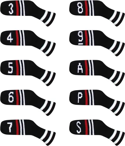 Vista 9 de Scott Edward 10 fundas para cabezas de palos de golf para hierros, básicamente, con forma de calcetines, lavables, duraderos, protectores de cabeza