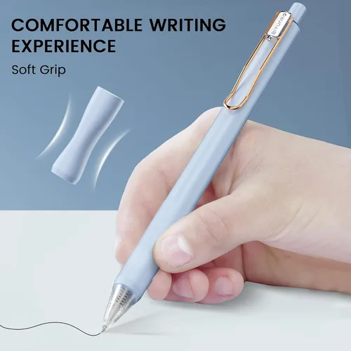 Vista 7 de Bolígrafos de gel - Tinta negra 4 piezas 0.5 mm de punta fina, pluma de escritura suave, suministros para oficina, escuela y diario (negro)