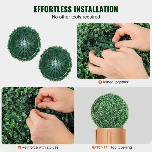 Vista 6 de VEVOR 2 bolas artificiales de 16 pulgadas, bolas de boj de imitación de 4 capas, bolas decorativas de plantas sintéticas verdes para todo el año