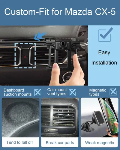 Vista 2 de oricarmes Soporte para teléfono Mazda CX-5, ajuste personalizado 2017-presente, compatible con todos los teléfonos celulares