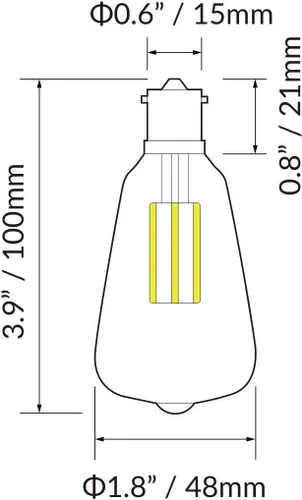 Vista 3 de Dream lighting Bombilla LED Edison de 3 W, 150 lúmenes, blanco neutro 3500 K, luces LED vintage de repuesto para comedor, paquete de 2