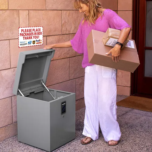 Vista 6 de Por favor, deja paquetes y entregas aquí, letrero autoadhesivo impermeable y duradero, coloca paquetes en la caja, pegatina para entregar paquetes