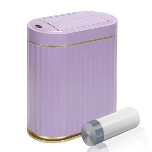 Vista 10 de ELPHECO - Cubo de basura de baño con tapa mariposa, papelero con sensor de movimiento para baño, papelera decorativa automática, accesorios de baño