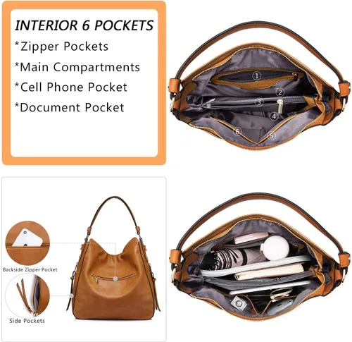 Vista 5 de Bolsas de diseñador de estilo hobo, grandes, de cuero sintético, para mujer