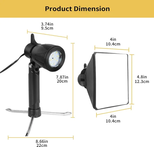 Vista 6 de Meking Mini kit de iluminación para fotografía Softbox, lámpara LED de mesa de 2700 K, sistema de iluminación cálida continua para pequeños