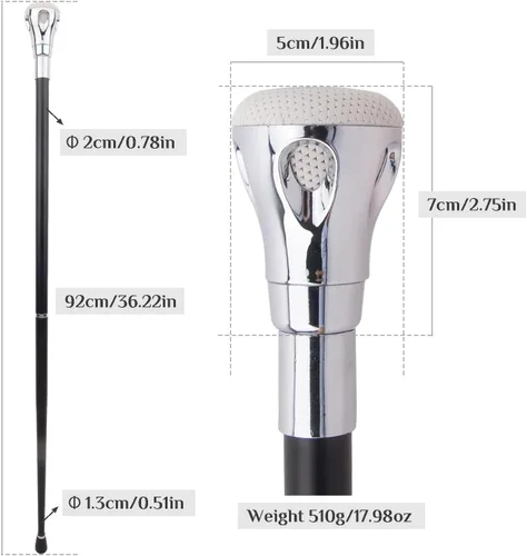 Vista 2 de White Black Lion Head Silver Walking Cane Fashion Decorative Walking Stick Elegant Cosplay Cane Crosier 92cm