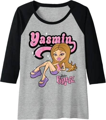 Vista 4 de Bratz Camiseta de béisbol Yasmin Sparkle Portrait raglán, Negro, S