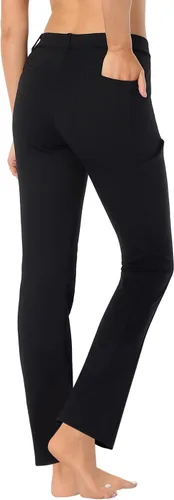 Vista 6 de HDE Pantalones de yoga para mujer, pierna recta, pantalones de meter con 8 bolsillos