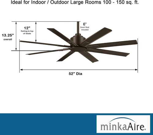 Vista 11 de MINKA-AIRE F896-52-ORB Xtreme H2O Ventilador de techo para exteriores de 52 pulgadas, bronce aceitado