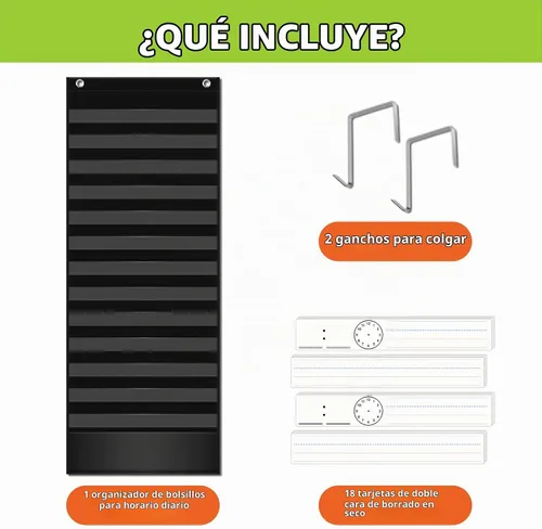 Vista 5 de EAMAY Tabla de bolsillo para horarios diarios, tabla de horarios para profesores con 18 tarjetas personalizadas reutilizables, tabla de bolsillo