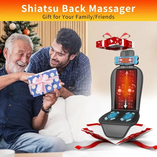Vista 9 de Masajeador de espalda Shiatsu con calor, almohadilla para silla de masaje para espalda completa, masajeador de silla con soporte para el cuello