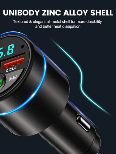 Vista 8 de RIWUSI Transmisor FM para automóvil Bluetooth 5.3, [Todo Metal] PD 30 W y QC3.0 18 W cargador rápido para automóvil, Kit de radio FM inalámbrica