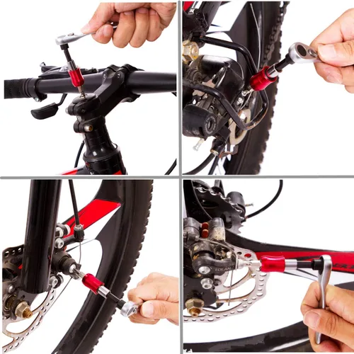 Vista 5 de YBEKI Kit de herramientas de reparación de bicicletas, multiherramienta profesional para bicicleta con llave de trinquete, 10 puntas de precisión