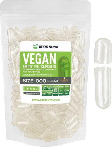 Vista 8 de XPRS Nutra Cápsulas vacías de tamaño vegano 000 – 100 cápsulas veganas vacías transparentes – Píldora vegetariana – Relleno de cápsulas vegetales