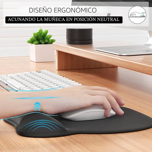 Vista 3 de MROCO - Alfombrilla ergonómica para mouse con reposamuñecas de gel, 9.4 x 8.1 pulgadas, color negro Ergonomic Shape Design for Pain Relief