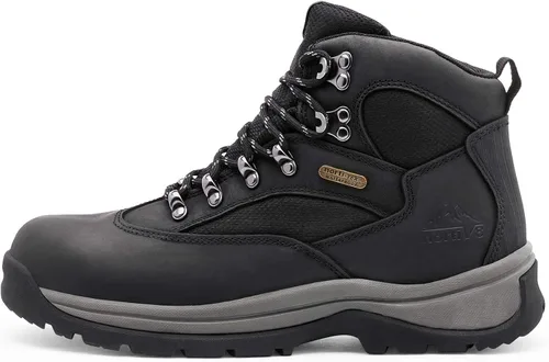Vista 2 de NORTIV 8 Botas de senderismo impermeables para hombre botas de senderismo de cuero medio tobillo