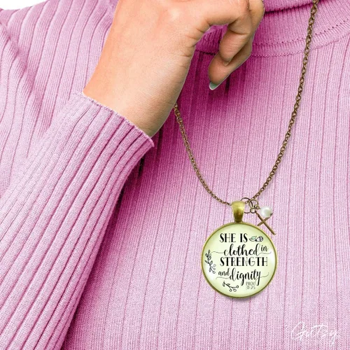 Vista 37 de Gutsy Goodness Collar inspirado en la mujer de la fe, colgante hecho a mano con mensaje de esperanza