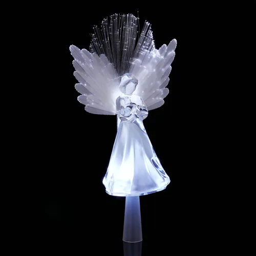 Vista 7 de Alpine Corporation Adorno para la Copa del Árbol de Ángel de 11 pulgadas de alto con alas de fibra óptica y luz LED, con función de temporizador