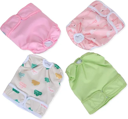 Vista 10 de Teamoy 4 piezas de pañales lavables para perras, fundas reutilizables para pañales de perras, superabsorbentes y cómodas, XS