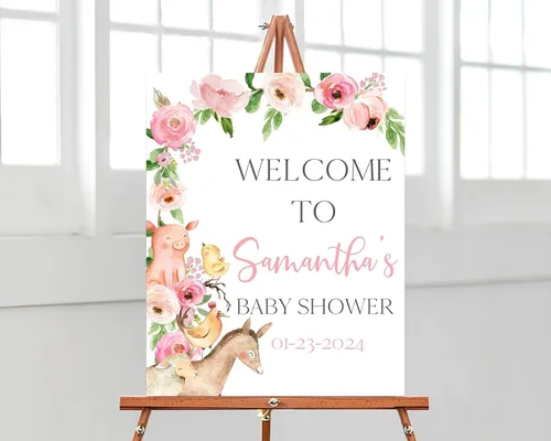 Vista 16 de Plantilla de letrero de bienvenida de baby shower de safari bohemio, letrero de baby shower de animales de selva editable, letrero de bienvenida
