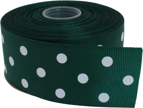 Vista 47 de Cinta de grogrén de lunares de 25 yardas cada rollo 100% poliéster (1 pulgada, beige)