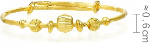 Vista 4 de CHOW SANG SANG 999.9 24K oro sólido precio por peso 0.16 oz brazalete de cuentas de oro para tamaño pequeño 31738K Tamaño ajustable, Metal, No es