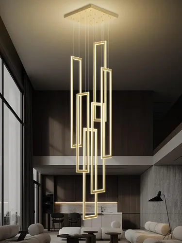 Vista 28 de ykolupty Moderno candelabro LED ajustable colgante negro lámpara colgante 3 luces rectangulares candelabros para cocina, escalera de isla comedor