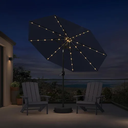 Vista 22 de PURPLE LEAF Sombrilla LED para patio y piscina, 5 x 8 pies, con base para Beige