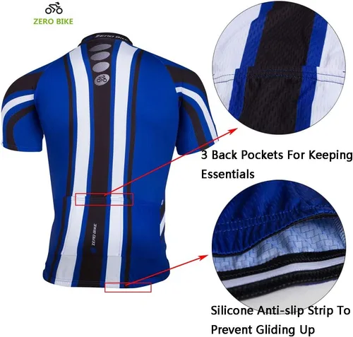 Vista 3 de ZEROBIKE Conjunto de camiseta de ciclismo de manga corta para hombre, transpirable, de secado rápido, acolchado, 3D, ropa de bicicleta MTB