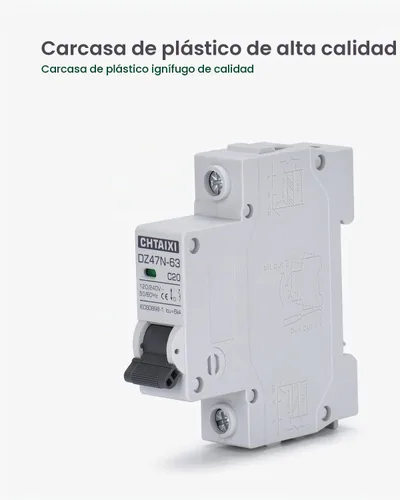 Vista 5 de Interruptor de Circuito en Miniatura AC, Interruptor de Circuito de 6 Amperios 120V/240V de 1 Polo Montaje en Riel DIN, Interruptor de Desconexión