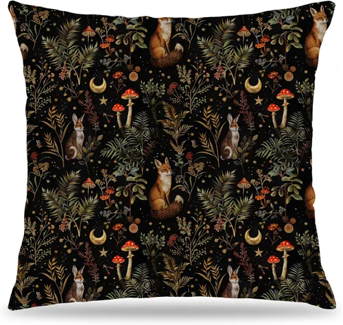 Vista 49 de Fundas de Almohada Gótica de Polilla y Mariposa 18x18, Fundas de Almohada Celestial de Luna de Academia Oscura para Sofá, Decoración Gótica