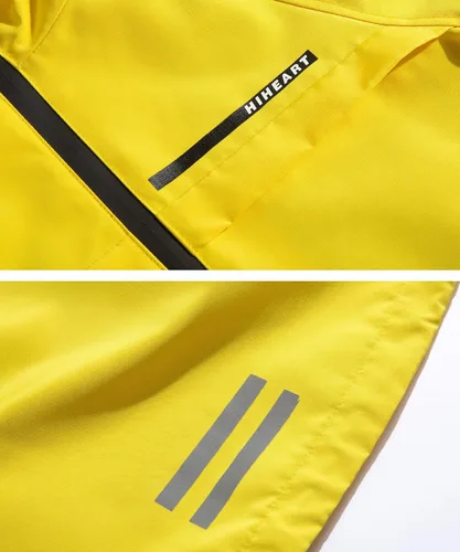 Vista 4 de Hiheart Chaqueta impermeable con capucha para niños, cortavientos ligera para exteriores
