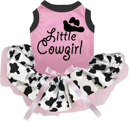 Vista 2 de Petitebella Vestido para perro y cachorro de vaquera (negro/vaca, talla XS)