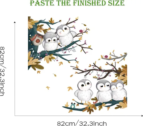 Vista 6 de Calcomanías de pared de lindos búhos de dibujos animados de animales DIY calcomanías de pared