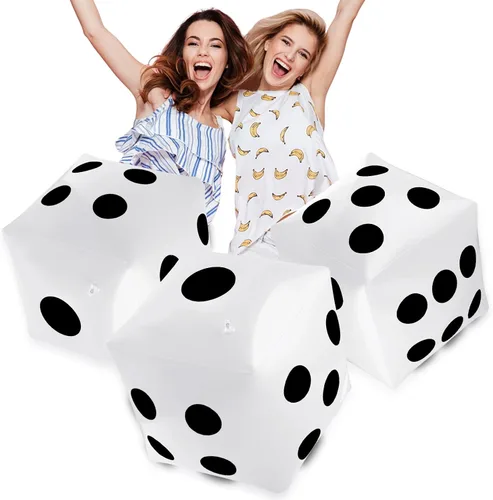 Vista 9 de Paquete de 3 dados inflables grandes jumbo gigantes para interiores y exteriores, juego de mesa Ludo, artículo para fiestas en la piscina